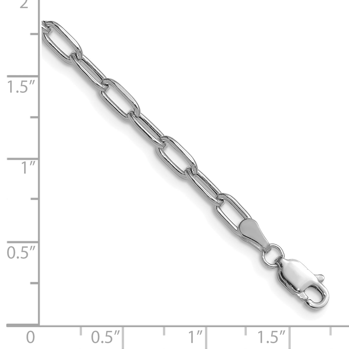 Gold (14K) Semi-Solid Beveled Paperclip Link Chain Bracelet - 14k White Gold / 7 in / 3.68 mm