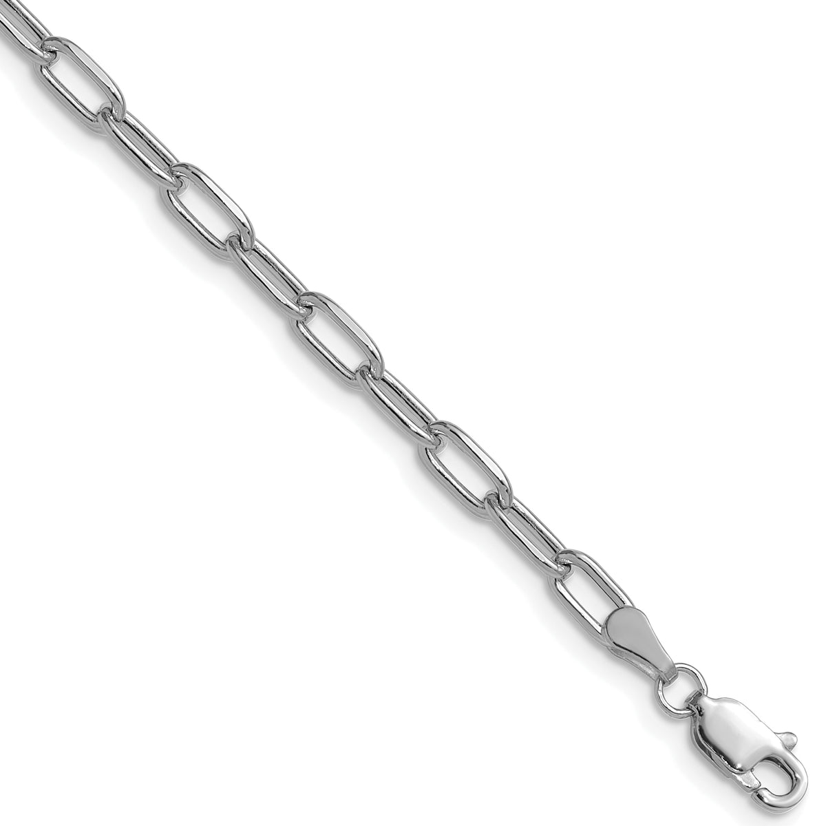 Gold (14K) Semi-Solid Beveled Paperclip Link Chain - 14k White Gold / 16 in / 3.68 mm