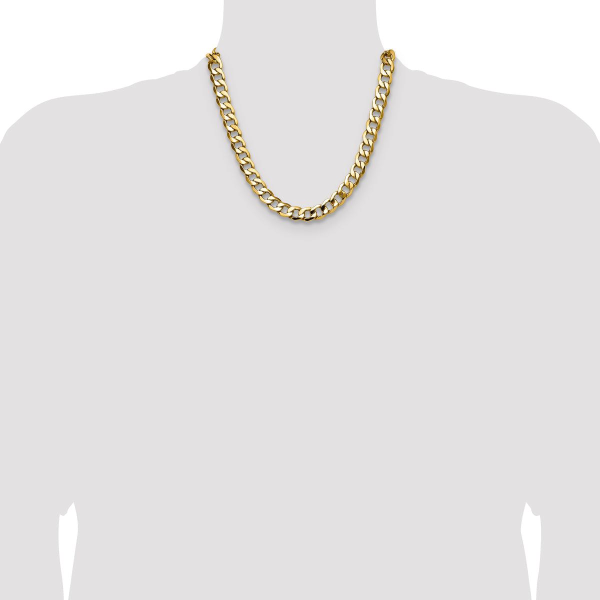 Gold (10K & 14K) Semi-Solid Curb Link Chain - 14k Yellow Gold / 20 in / 11.2 mm