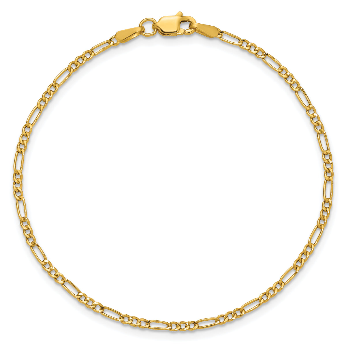 Gold (10K & 14K) Semi-Solid Figaro Chain Bracelet - 14k Yellow Gold / 7 in / 1.9 mm