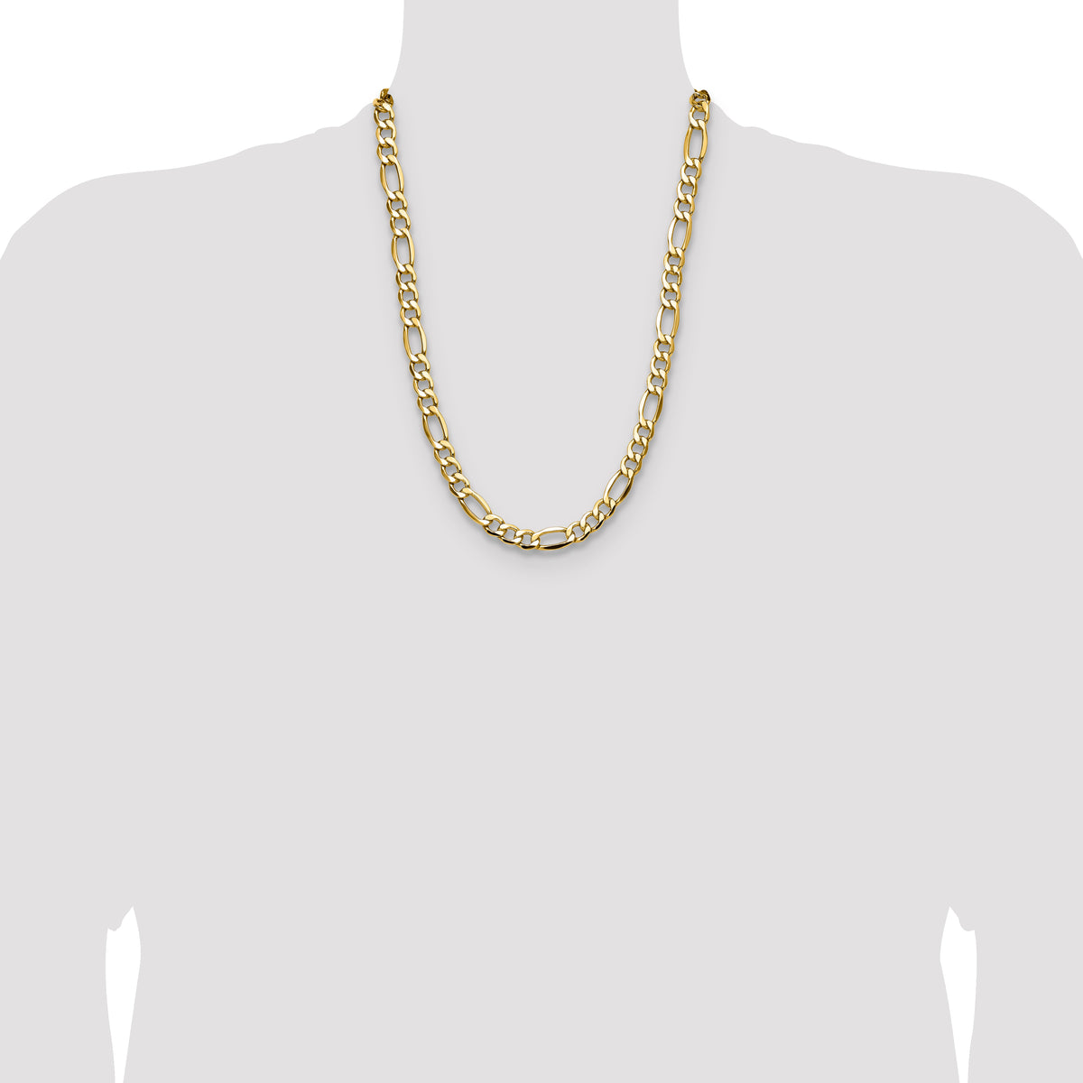 Gold (10K & 14K) Semi-Solid Figaro Chain - 14k Yellow Gold / 24 in / 9.46 mm