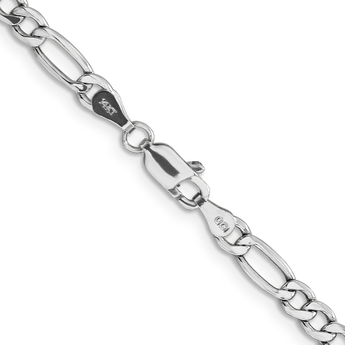 Gold (10K & 14K) Semi-Solid Figaro Chain - 14k White Gold / 16 in / 4.4 mm