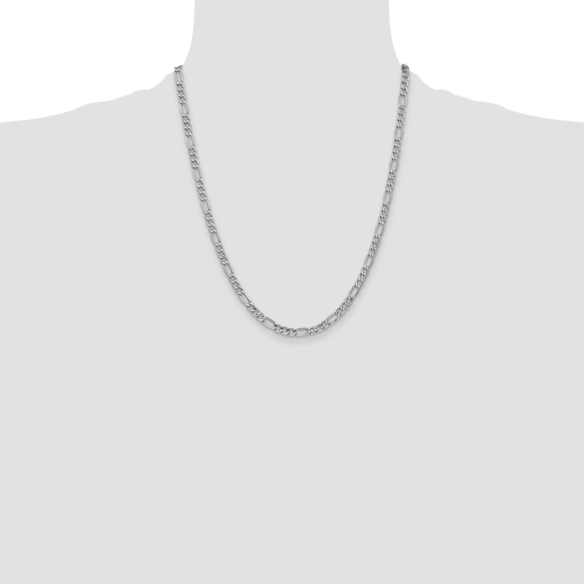 Gold (10K & 14K) Semi-Solid Figaro Chain - 14k White Gold / 22 in / 4.4 mm