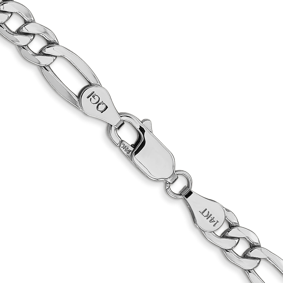 Gold (10K & 14K) Semi-Solid Figaro Chain - 14k White Gold / 16 in / 5.75 mm