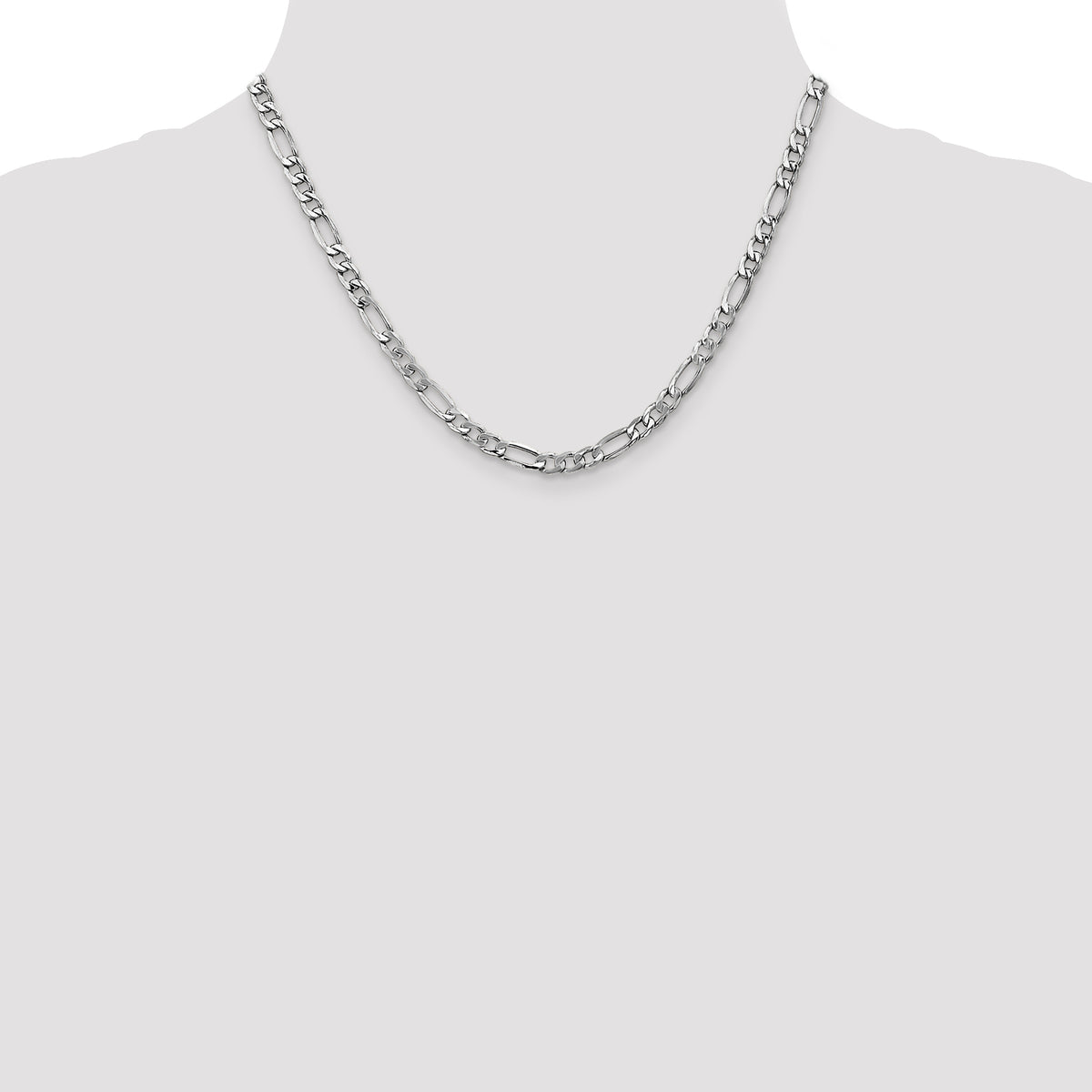 Gold (10K & 14K) Semi-Solid Figaro Chain - 14k White Gold / 18 in / 5.75 mm