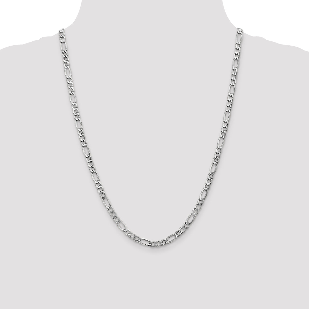 Gold (10K & 14K) Semi-Solid Figaro Chain - 14k White Gold / 24 in / 5.75 mm