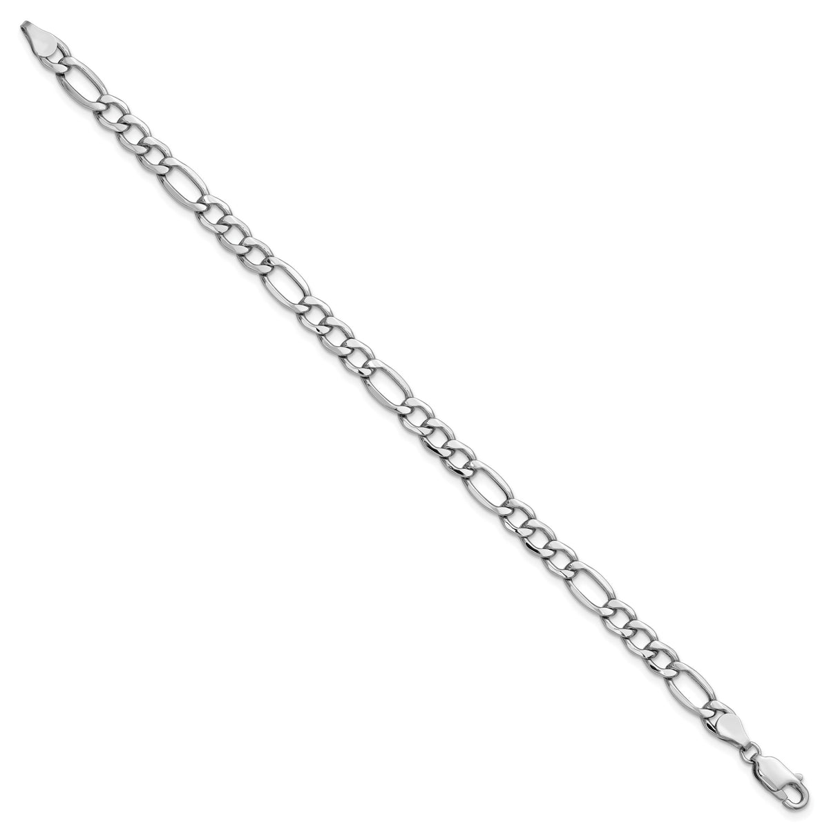 Gold (10K & 14K) Semi-Solid Figaro Chain Bracelet - 14k White Gold / 7 in / 5.75 mm