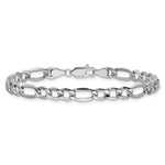 Gold (10K & 14K) Semi-Solid Figaro Chain Bracelet - 14k White Gold / 7 in / 5.75 mm