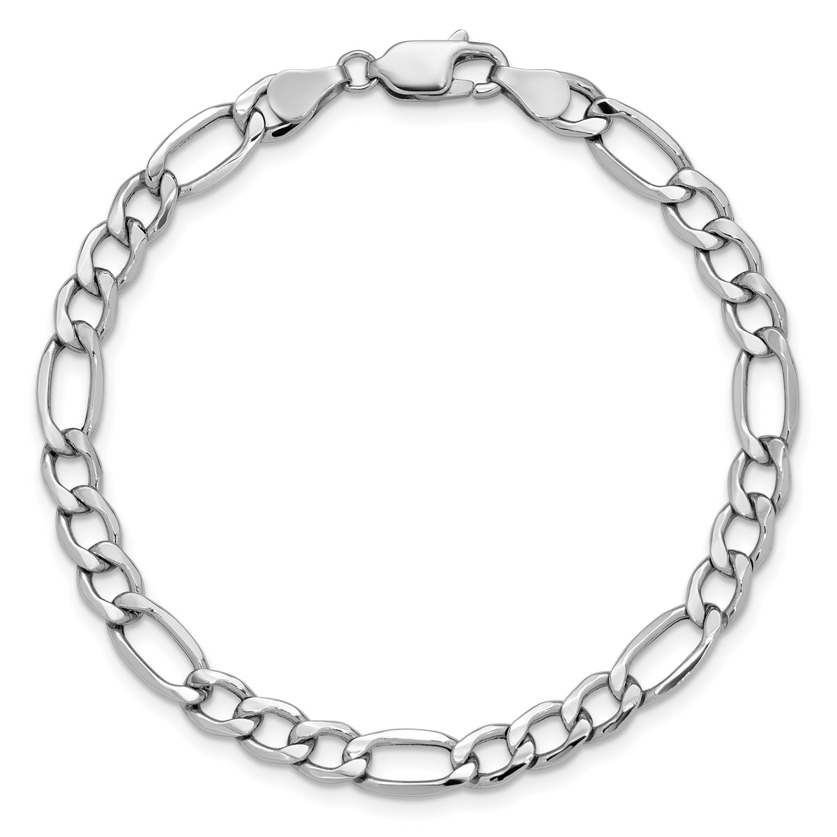 Gold (10K & 14K) Semi-Solid Figaro Chain Bracelet - 14k White Gold / 7 in / 5.75 mm