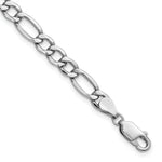 Gold (10K & 14K) Semi-Solid Figaro Chain Bracelet - 14k White Gold / 7 in / 5.75 mm