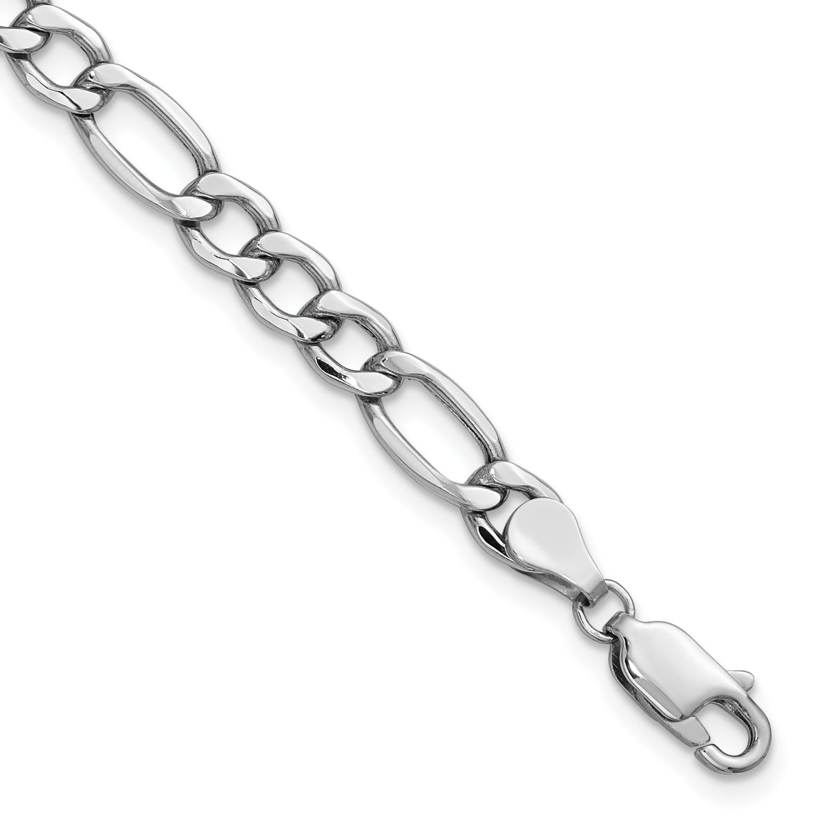 Gold (10K & 14K) Semi-Solid Figaro Chain Bracelet - 14k White Gold / 7 in / 5.75 mm