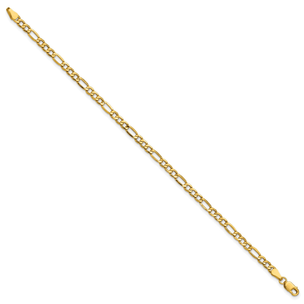 Gold (10K & 14K) Semi-Solid Figaro Chain Bracelet - 14k Yellow Gold / 7 in / 3.5 mm