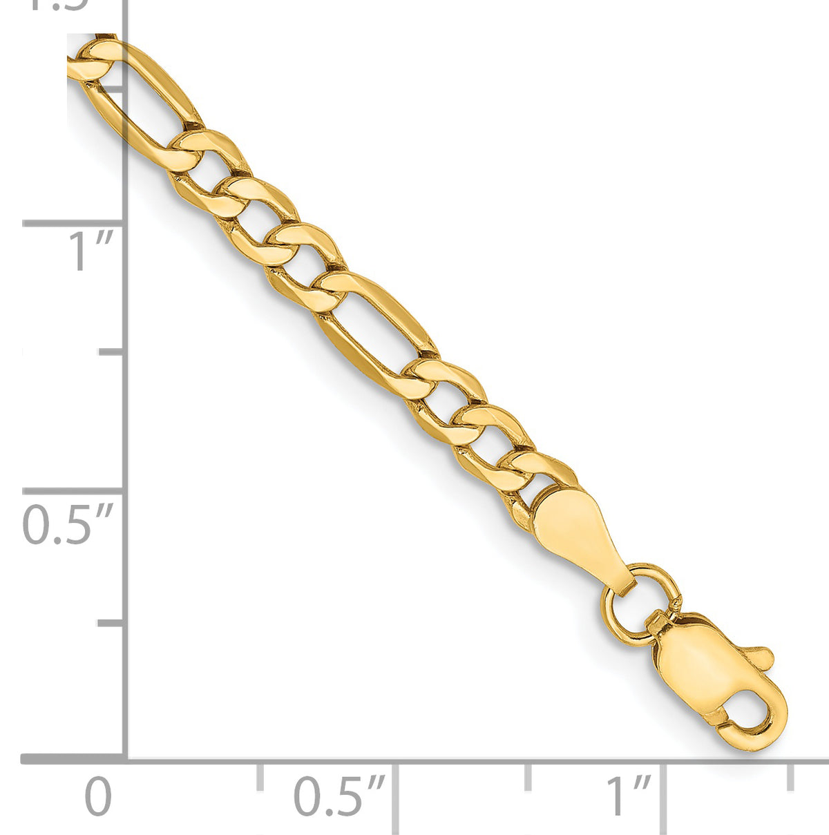 Gold (10K & 14K) Semi-Solid Figaro Chain Bracelet - 14k Yellow Gold / 7 in / 3.5 mm