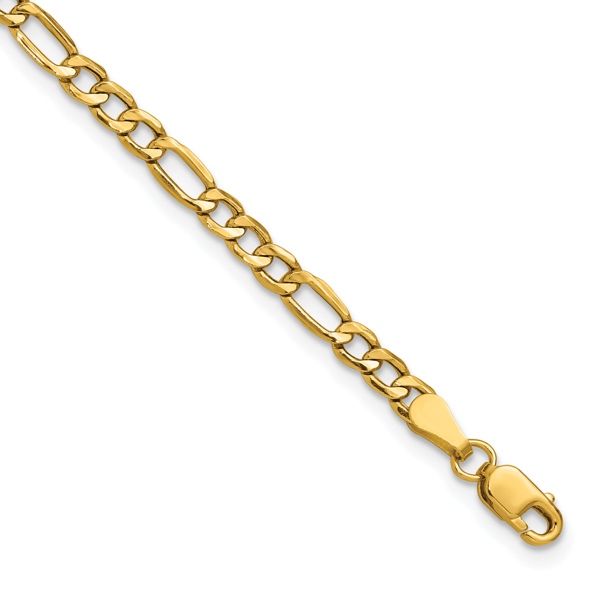 Gold (10K & 14K) Semi-Solid Figaro Chain Anklet - 14k Yellow Gold / 9 in / 3.5 mm