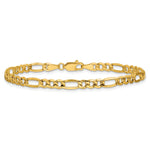 Gold (10K & 14K) Semi-Solid Figaro Chain Bracelet - 14k Yellow Gold / 7 in / 4.2 mm