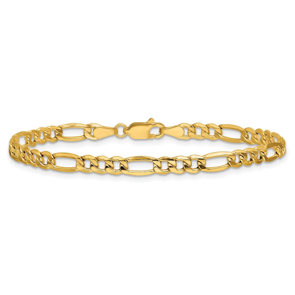 Gold (10K & 14K) Semi-Solid Figaro Chain Bracelet - 14k Yellow Gold / 7 in / 4.2 mm