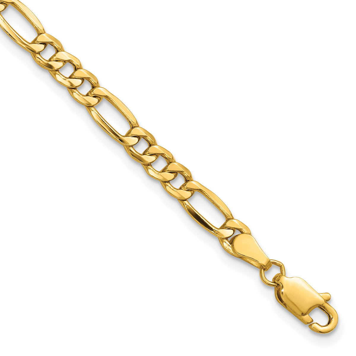 Gold (10K & 14K) Semi-Solid Figaro Chain Bracelet - 14k Yellow Gold / 8 in / 4.2 mm