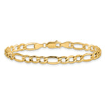 Gold (10K & 14K) Semi-Solid Figaro Chain Bracelet - 14k Yellow Gold / 7 in / 5.75 mm