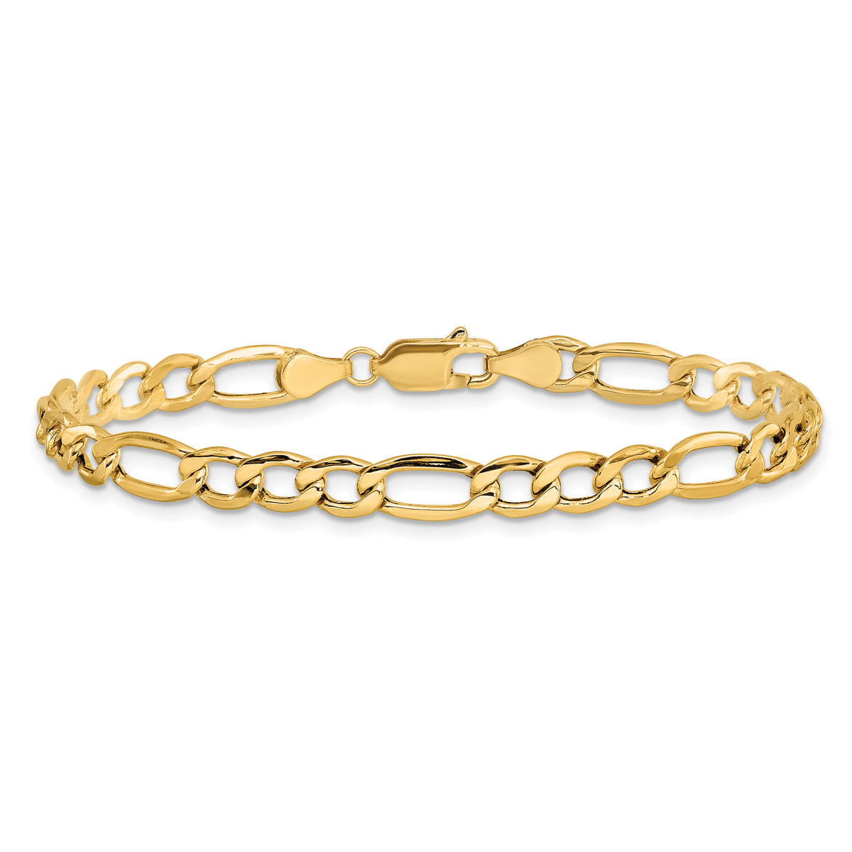 Gold (10K & 14K) Semi-Solid Figaro Chain Bracelet - 14k Yellow Gold / 7 in / 5.75 mm