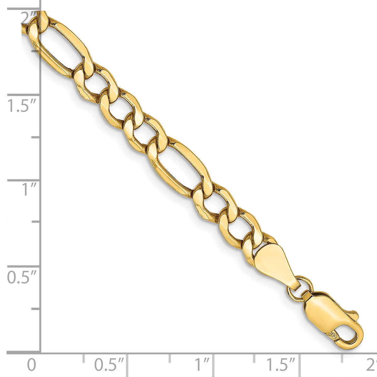 Gold (10K & 14K) Semi-Solid Figaro Chain Bracelet - 14k Yellow Gold / 7 in / 5.75 mm