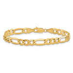 Gold (10K & 14K) Semi-Solid Figaro Chain Bracelet - 14k Yellow Gold / 7 in / 6.25 mm