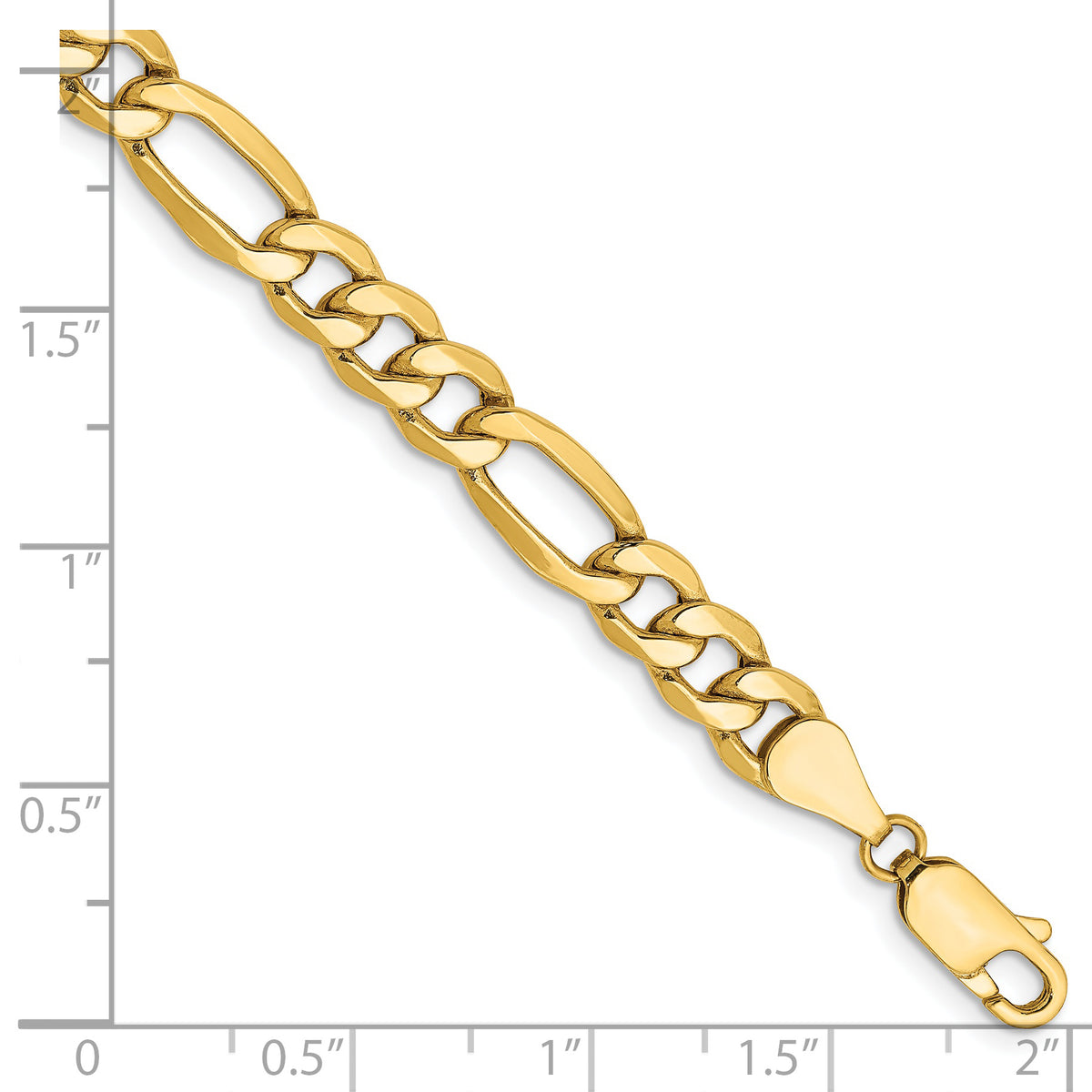 Gold (10K & 14K) Semi-Solid Figaro Chain Bracelet - 14k Yellow Gold / 7 in / 6.25 mm