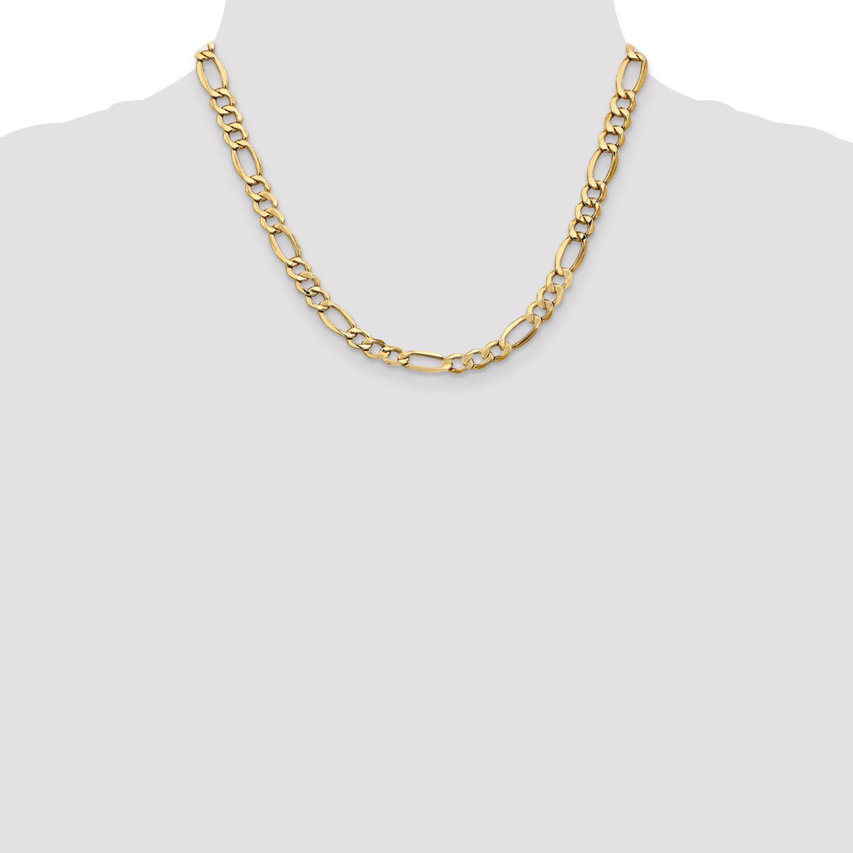Gold (10K & 14K) Semi-Solid Figaro Chain - 14k Yellow Gold / 18 in / 7.3 mm