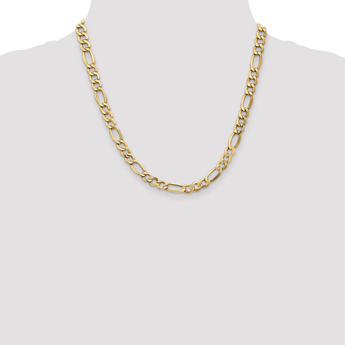 Gold (10K & 14K) Semi-Solid Figaro Chain - 14k Yellow Gold / 20 in / 7.3 mm