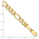 Gold (10K & 14K) Semi-Solid Figaro Chain Bracelet - 14k Yellow Gold / 7 in / 7.3 mm