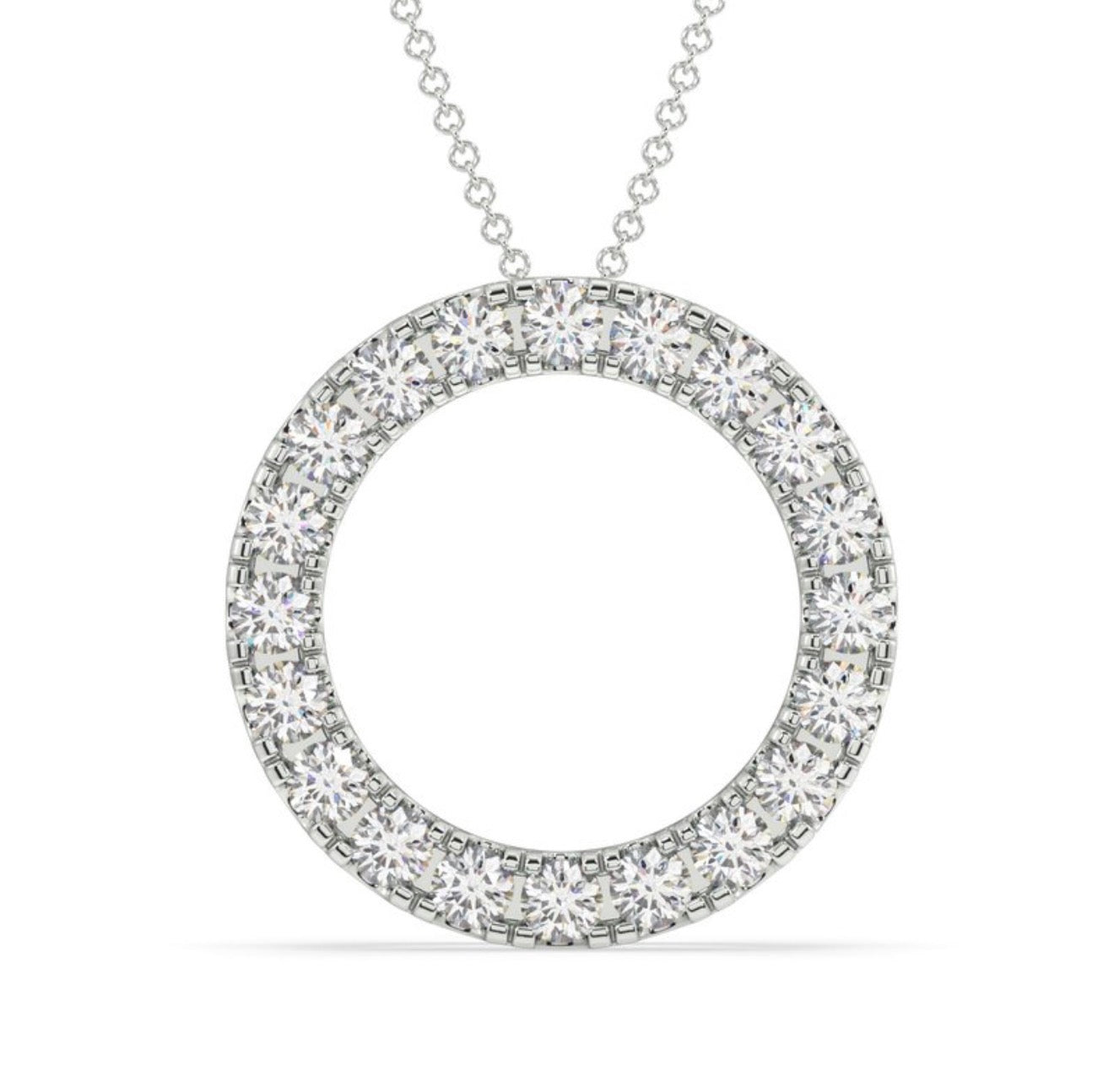 1.00 Ctw Sterling Silver Lab Grown Circle Pendant