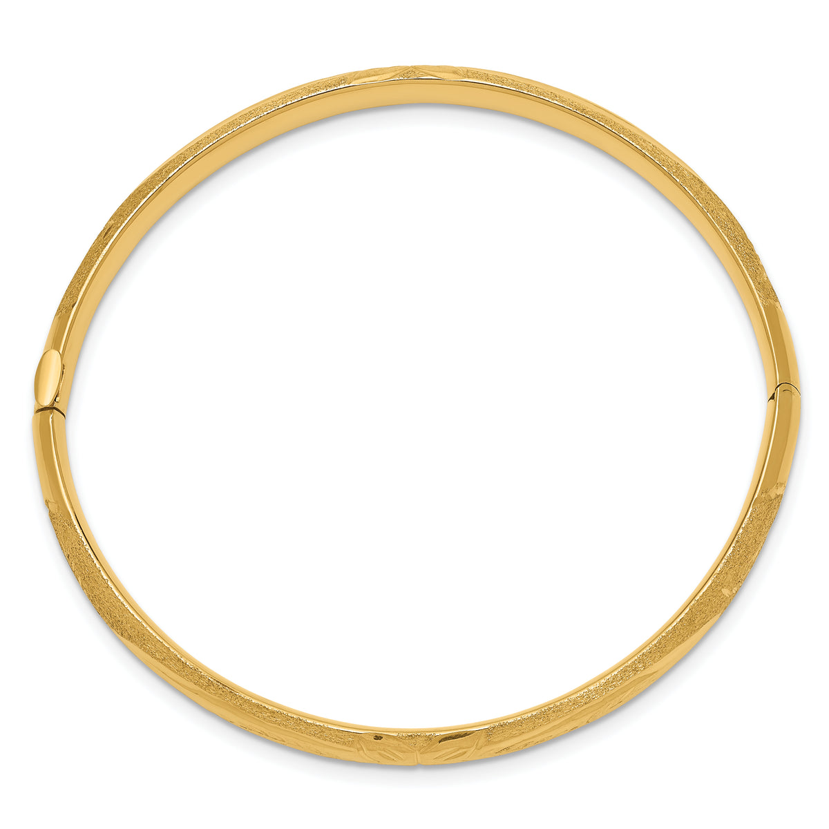 14k Yellow Gold Children's Florentine 5mm Hinged Bangle Bracelet, view 2