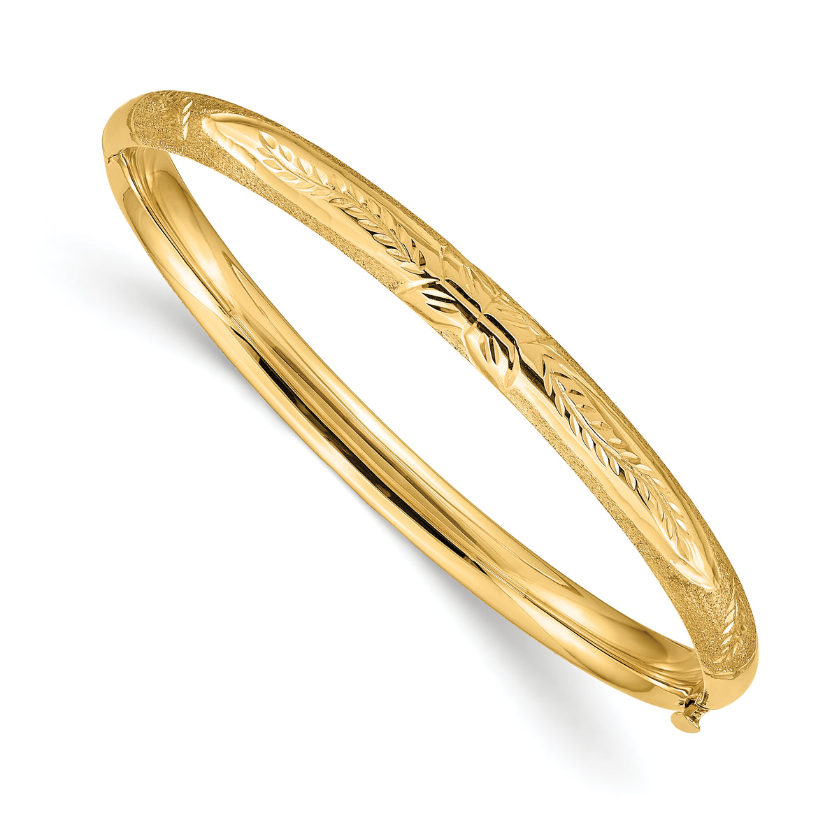 14k Yellow Gold Children's Florentine 5mm Hinged Bangle Bracelet