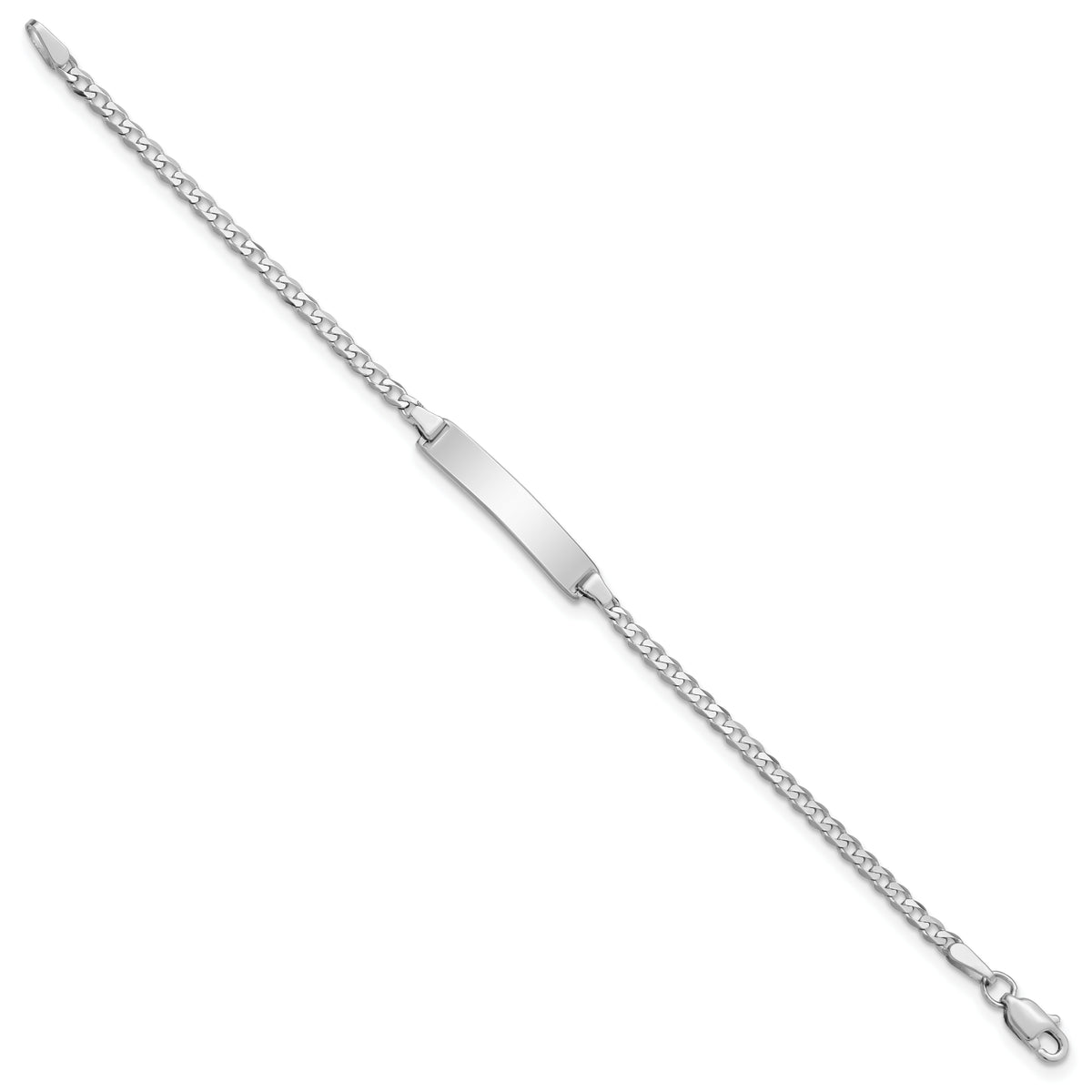 14k White Gold Solid Chain/Solid Plate Flat Curb Link 20x4.2mm Plate 5.5 inch ID Bracelet, view 2