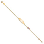 14k Yellow Gold Children's Purple Enamel Butterfly ID Bracelet with 20x7mm Plate, view 2 - 5.5-6 in