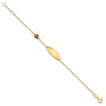 14K Polished Red Enamel Ladybug and 20x7mm Plate 5.5 inch with 0.5 inch Extender ID Bracelet
