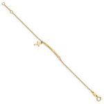 14k Yellow Gold Children's Cross Dangle ID Bracelet, 5.5 inch with 0.5 inch Extender, view 2
