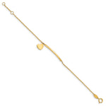 14k Yellow Gold Children's Heart Dangle ID Bracelet, 5.5 inch with 0.5 inch Extender, view 2