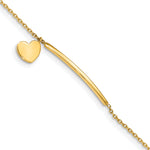 14k Yellow Gold Children's Heart Dangle ID Bracelet, 5.5 inch with 0.5 inch Extender