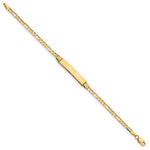 14k Yellow Gold Solid Figaro Link Children's ID Bracelet with 26x5mm Plate, 6 inch, view 2