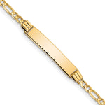 14k Yellow Gold Solid Figaro Link Children's ID Bracelet with 26x5mm Plate, 6 inch