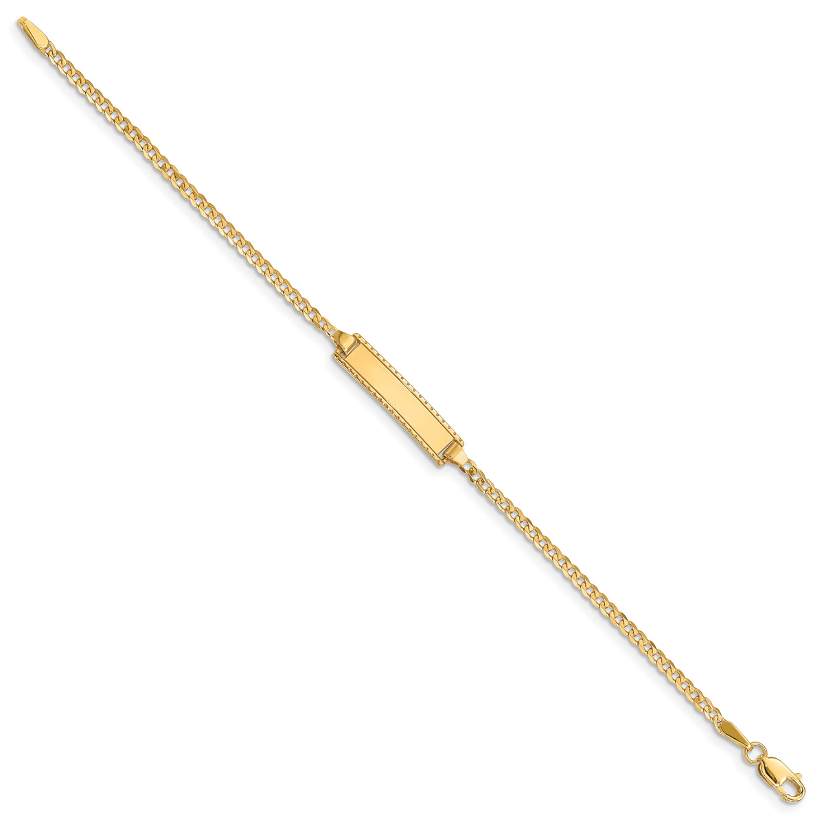 14k Yellow Gold Solid Curb Link Children's ID Bracelet with 18.5x5mm Plate, 6 inch, view 2