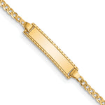 14k Yellow Gold Solid Curb Link Children's ID Bracelet with 18.5x5mm Plate, 6 inch