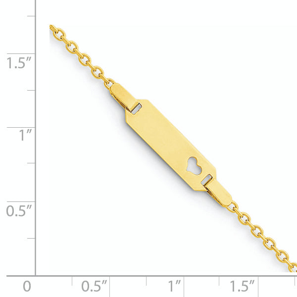 14K Polished Cut-out Heart 18x5mm Plate 6 inch ID Bracelet