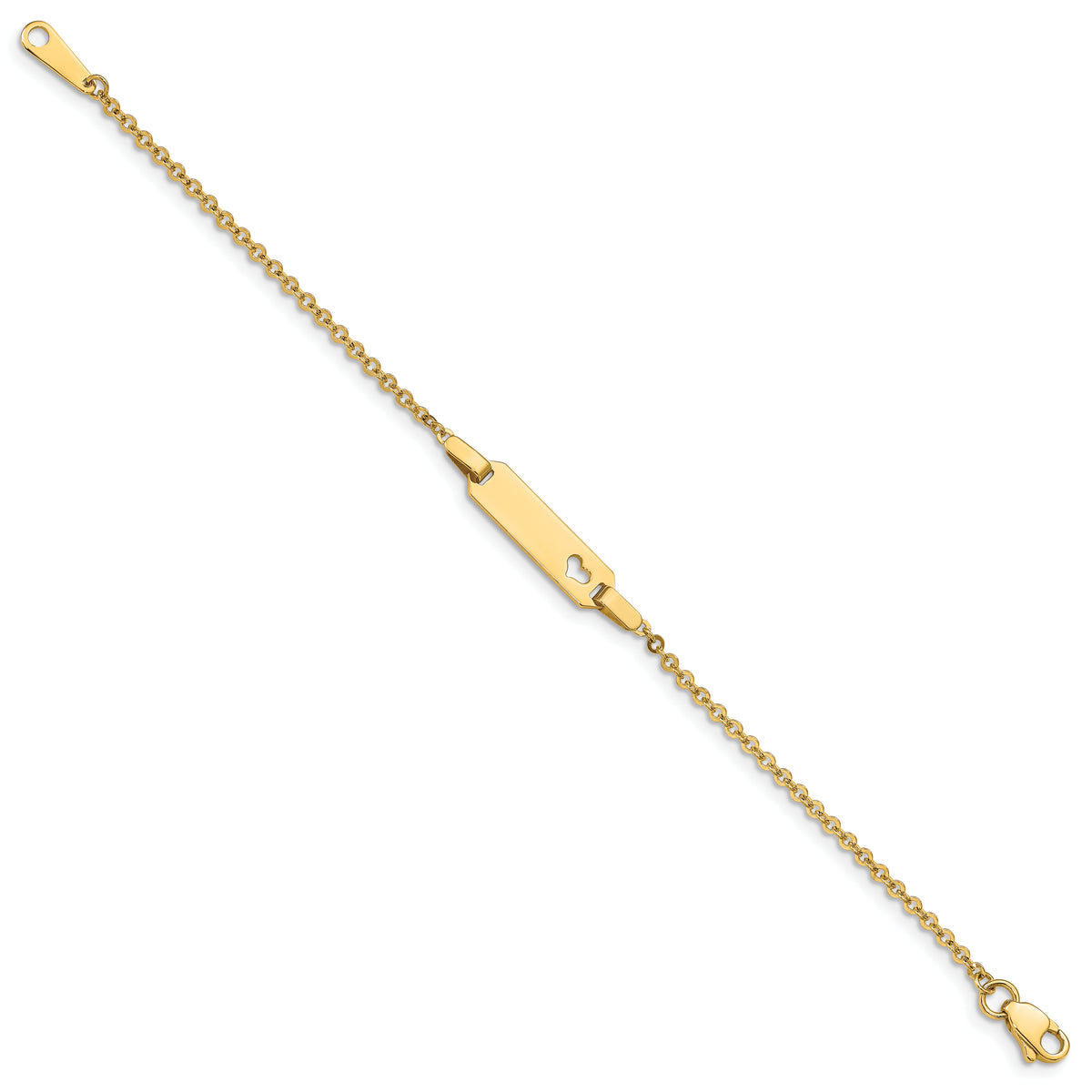 14K Polished Cut-out Heart 18x5mm Plate 6 inch ID Bracelet