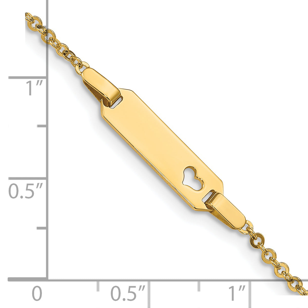 14K Polished Cut-out Heart 18x5mm Plate 6 inch ID Bracelet