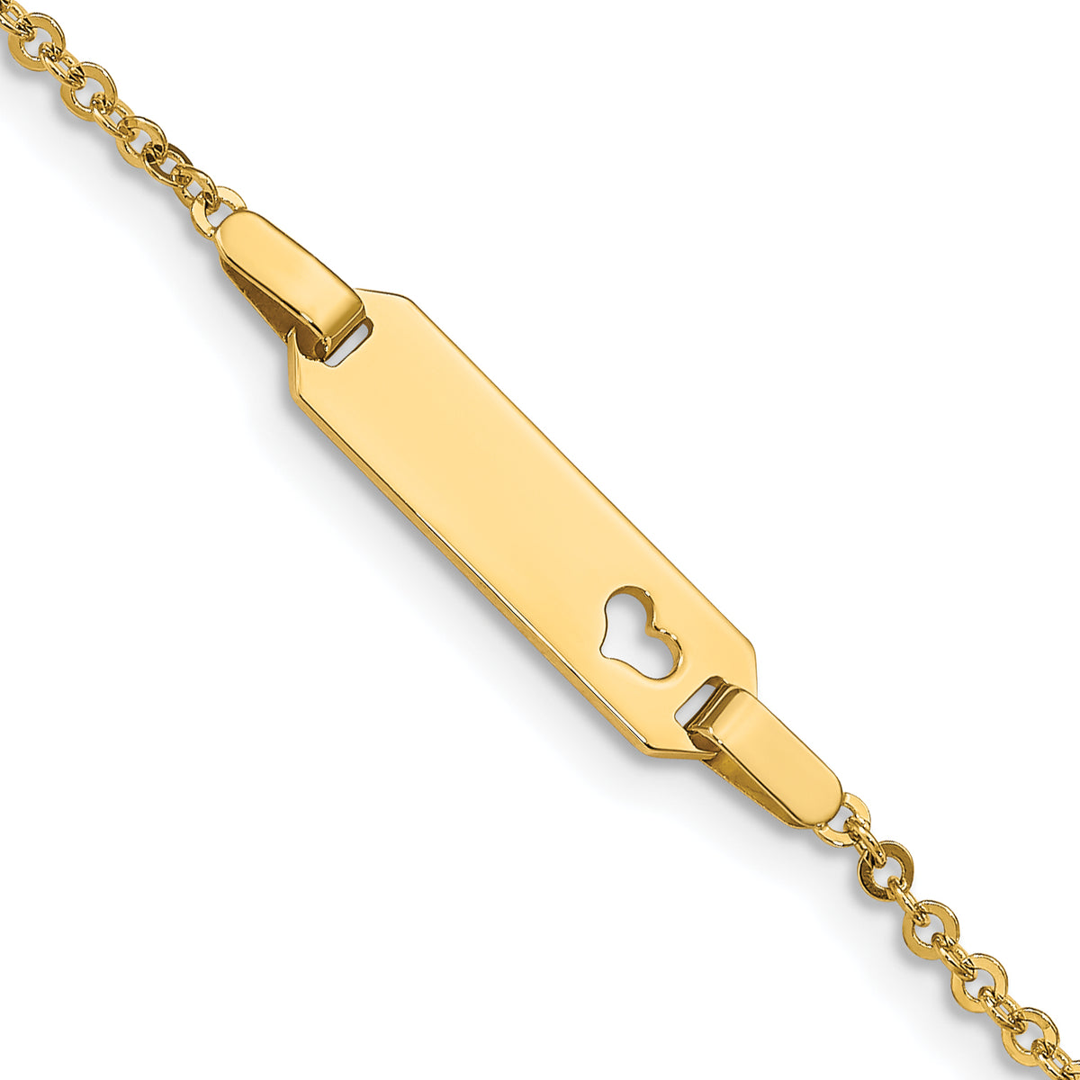14K Polished Cut-out Heart 18x5mm Plate 6 inch ID Bracelet