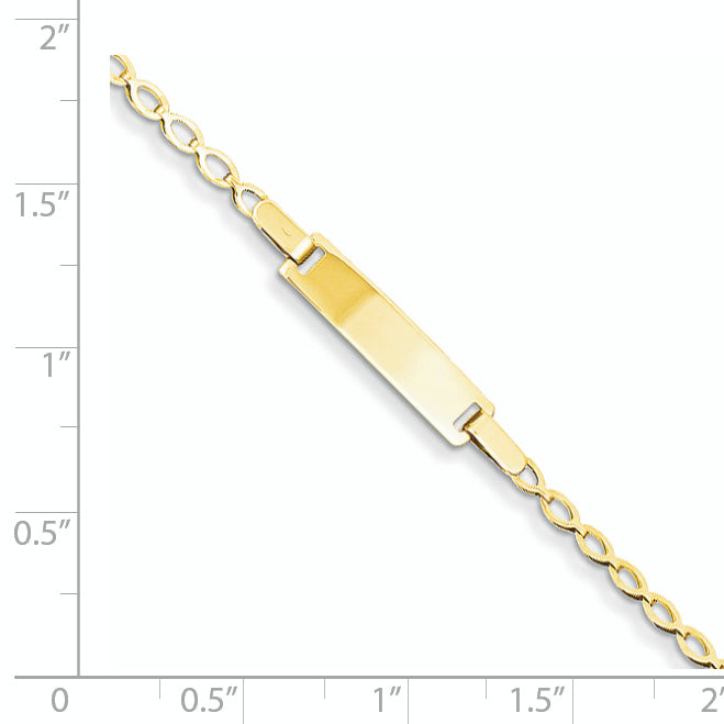 14k Polished Solid Chain/Solid Plate Fancy Link 16x5mm Plate 6 inch ID Bracelet