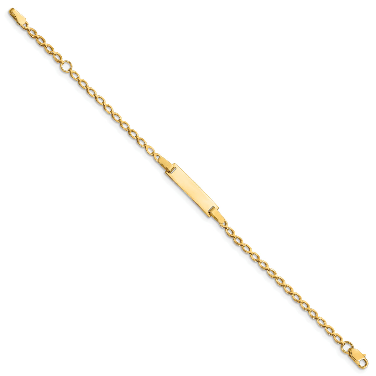14k Polished Solid Chain/Solid Plate Fancy Link 16x5mm Plate 6 inch ID Bracelet