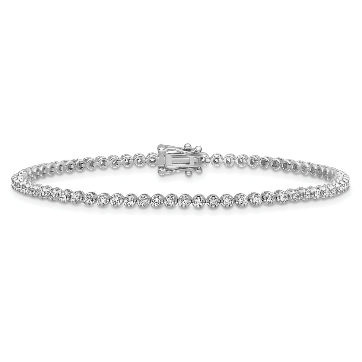 14k White Gold Lab Grown Diamond VS/SI+ G+ Round Tennis Bracelet - 1 ctw.