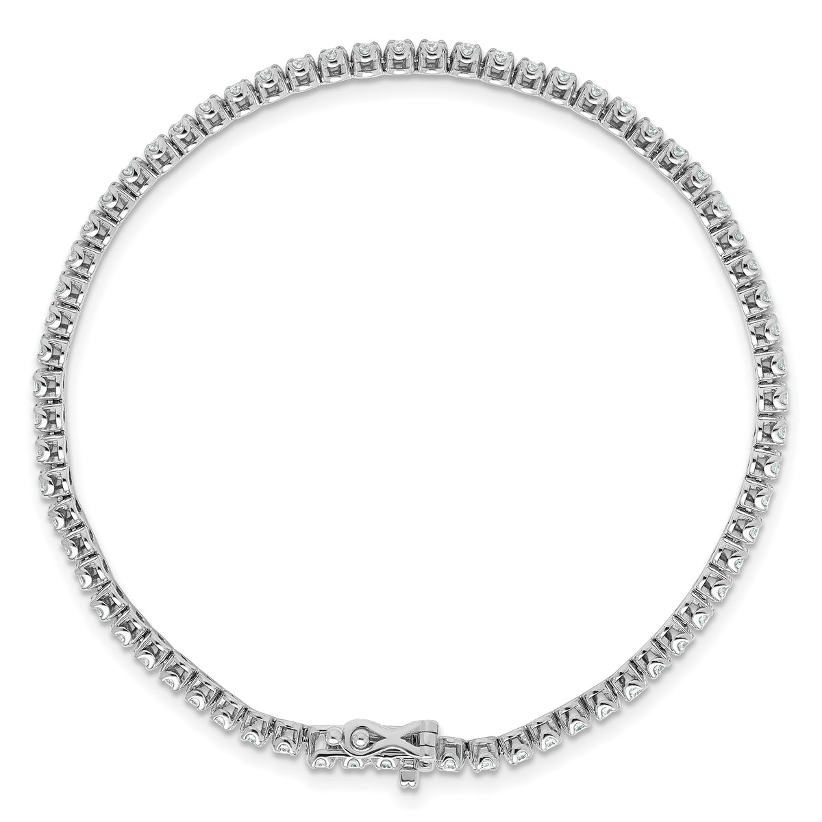 14k White Gold Lab Grown Diamond VS/SI+ G+ Round Tennis Bracelet - 1 ctw.